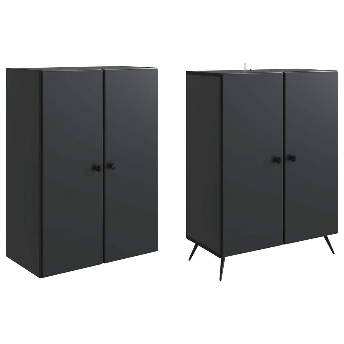 Cabinet Set 2 pcs Engineered Wood Black