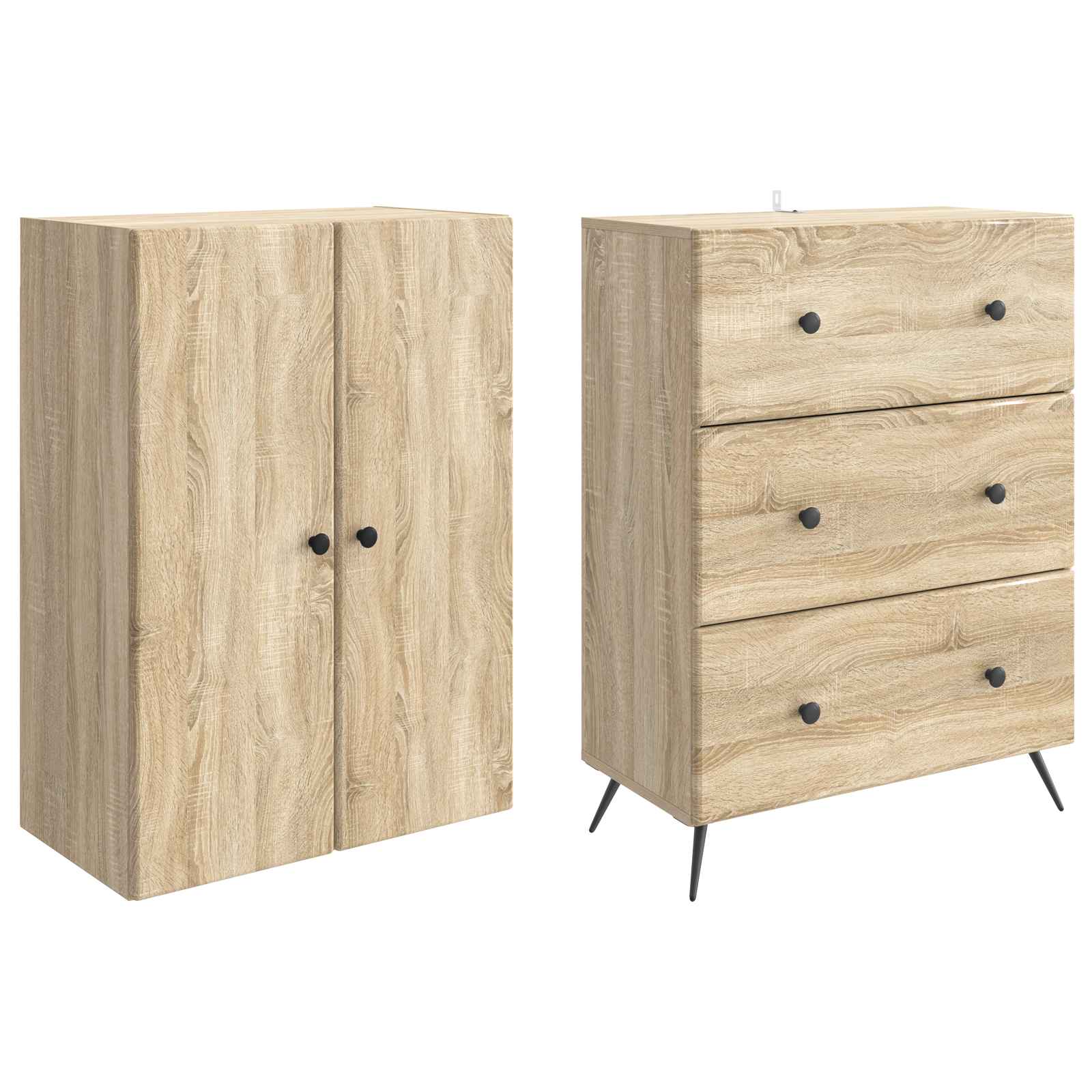 vidaXL Cabinet Set 2 pcs 66 x 34.5 x 90 cm Engineered Wood Sonoma Oak 4