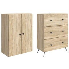 vidaXL Cabinet Set 2 pcs 66 x 34.5 x 90 cm Engineered Wood Sonoma Oak 4