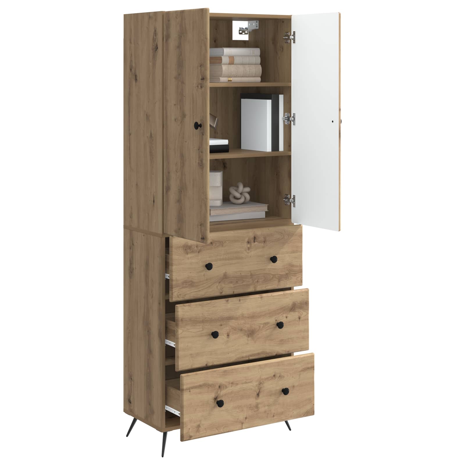 vidaXL Cabinet Set 2 pcs 66 x 34.5 x 90 cm Engineered Wood Artisan Oak 3