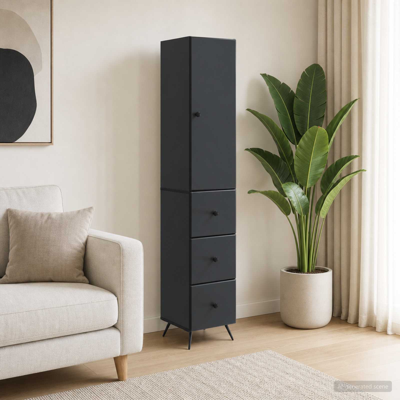 vidaXL Cabinet Set 2 pcs 34.5 x 34.5 x 90 cm Engineered Wood Black 1