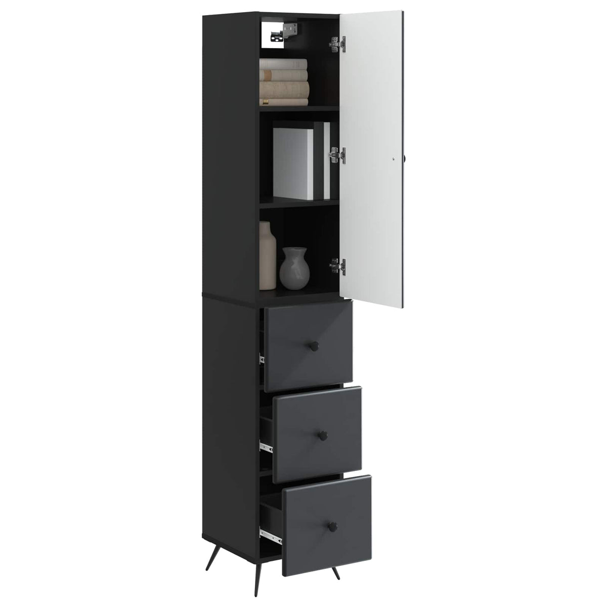 Cabinet Set 2 pcs 33 x 34.5 x 180 cm Engineered Wood Black