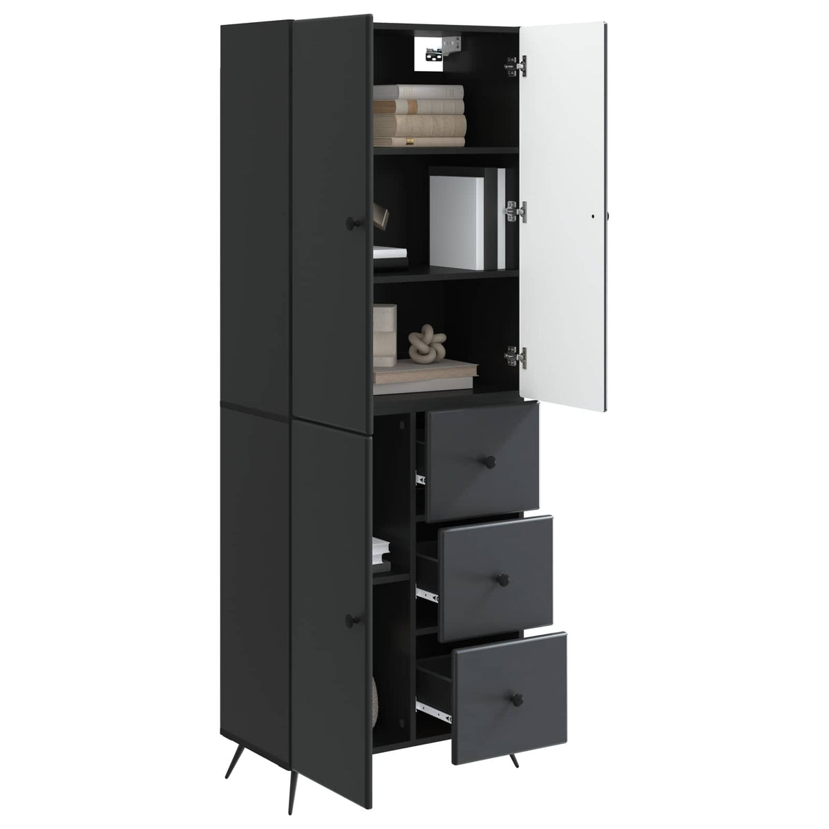 Cabinet Set 2 pcs Engineered Wood Black