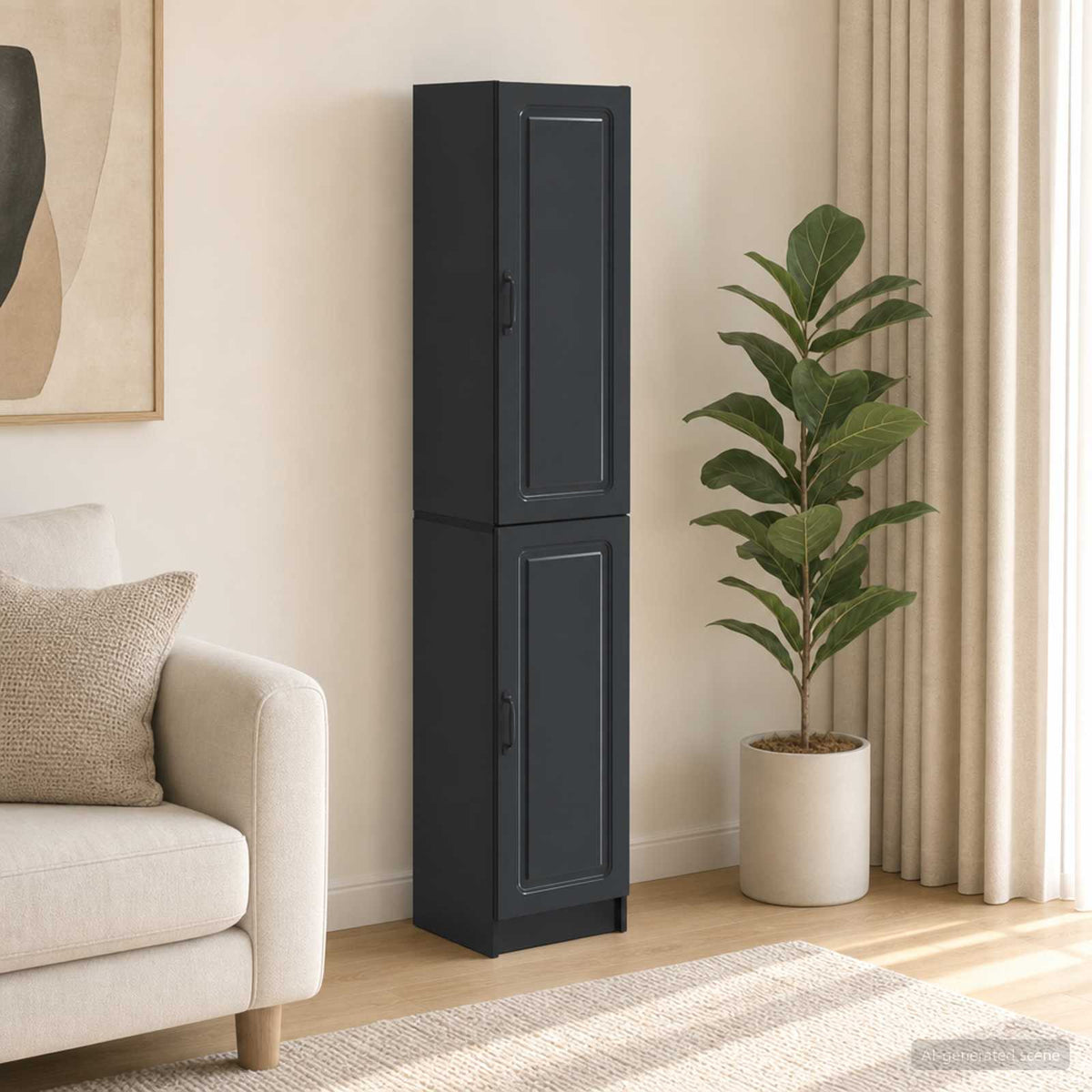 Cabinet Set 2 pcs Engineered Wood Black