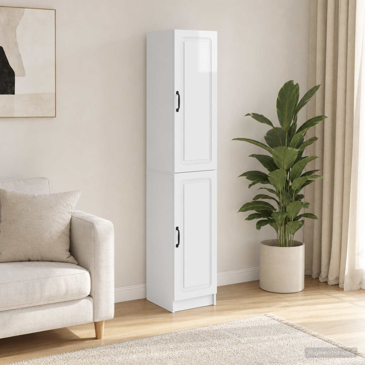 Cabinet Set 2 pcs Engineered Wood High gloss white