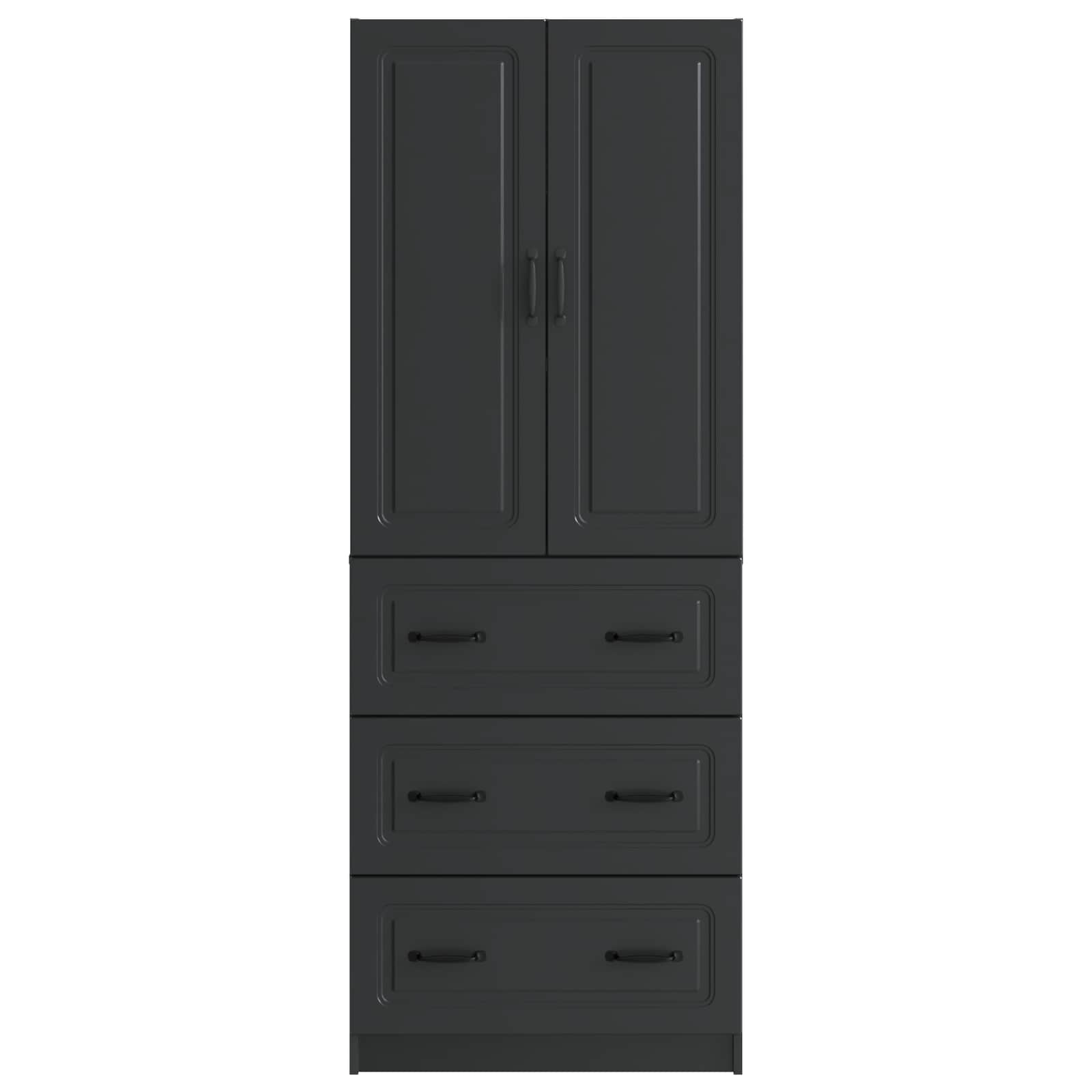 vidaXL Cabinet Set 2 pcs 66 x 34.5 x 87 cm Engineered Wood Black 5