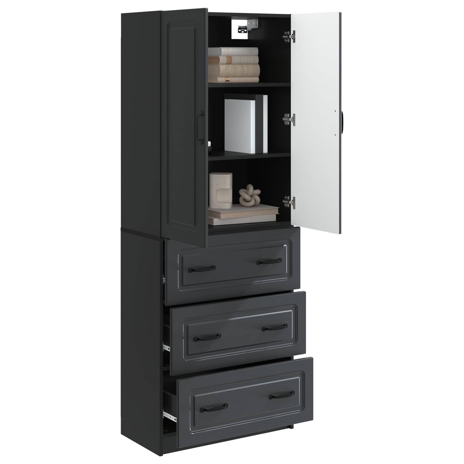 vidaXL Cabinet Set 2 pcs 66 x 34.5 x 87 cm Engineered Wood Black 3