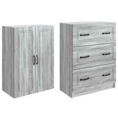 vidaXL Cabinet Set 2 pcs 66 x 34.5 x 87 cm Engineered Wood Grey Sonoma 4