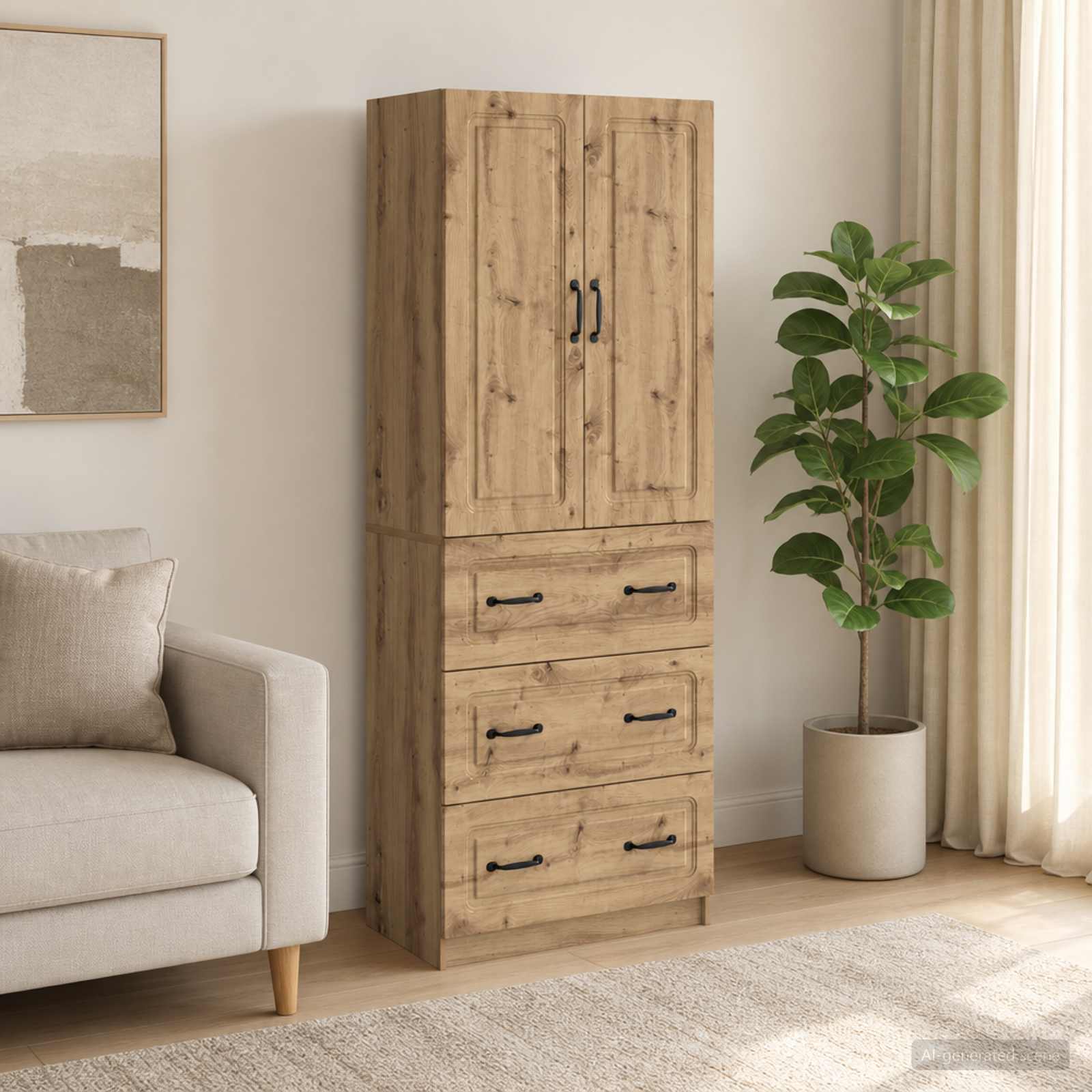 vidaXL Cabinet Set 2 pcs 66 x 34.5 x 87 cm Engineered Wood Artisan Oak 1