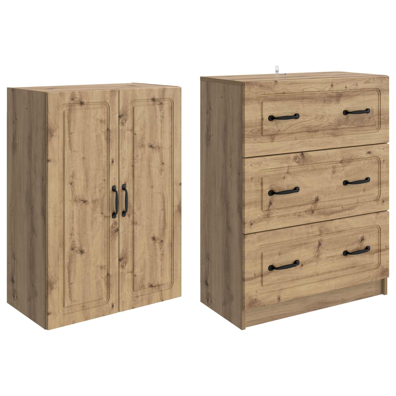 vidaXL Cabinet Set 2 pcs 66 x 34.5 x 87 cm Engineered Wood Artisan Oak 4