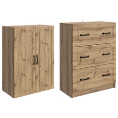 vidaXL Cabinet Set 2 pcs 66 x 34.5 x 87 cm Engineered Wood Artisan Oak 4