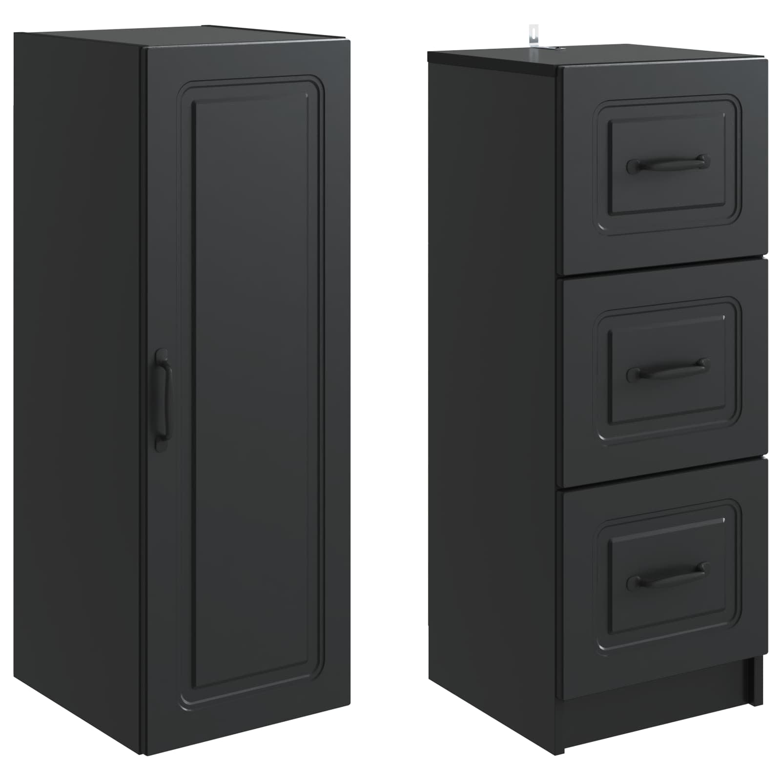 vidaXL Cabinet Set 2 pcs 33 x 34.5 x 87 cm Engineered Wood Black 4