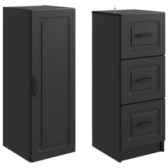 vidaXL Cabinet Set 2 pcs 33 x 34.5 x 87 cm Engineered Wood Black 4