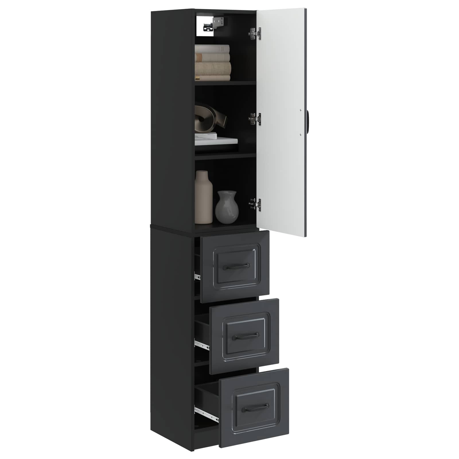 vidaXL Cabinet Set 2 pcs 33 x 34.5 x 87 cm Engineered Wood Black 3