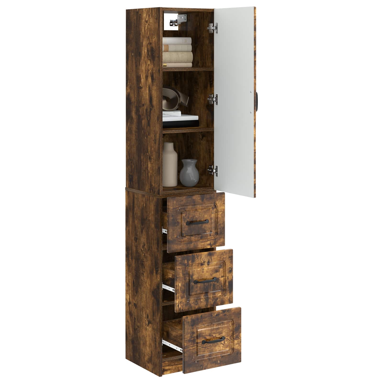 vidaXL Cabinet Set 2 pcs 33 x 34.5 x 87 cm Engineered Wood Smoked Oak 3