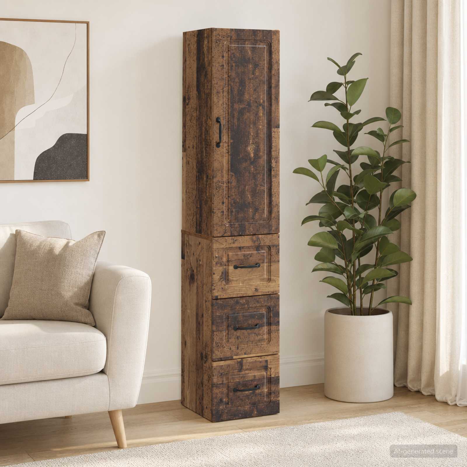 vidaXL Cabinet Set 2 pcs 33 x 34.5 x 87 cm Engineered Wood Old Wood 1