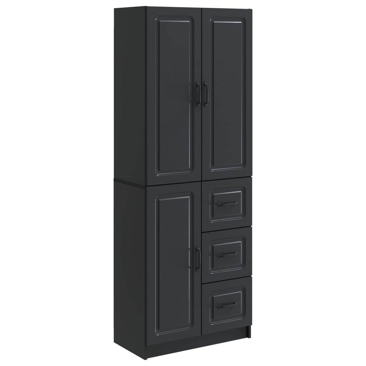 Cabinet Set 2 pcs Engineered Wood Black