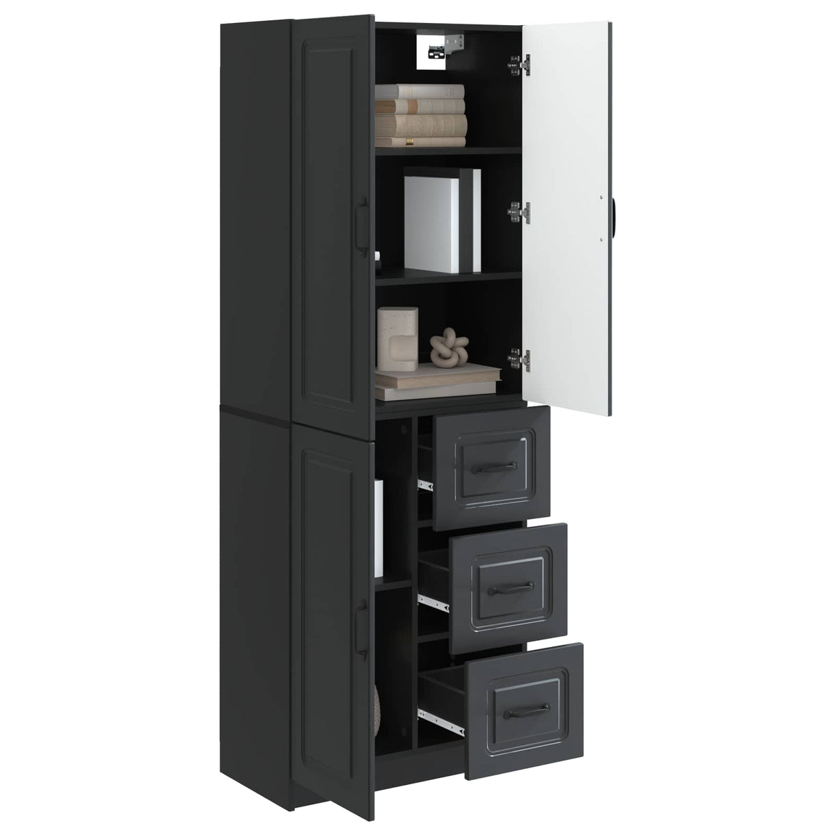 Cabinet Set 2 pcs Engineered Wood Black
