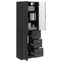 Cabinet Set 2 pcs Engineered Wood Black