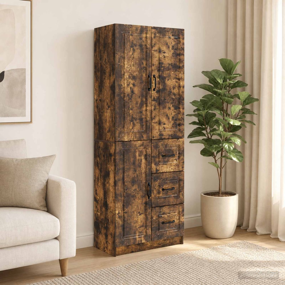 Cabinet Set 2 pcs Engineered Wood Smoked oak