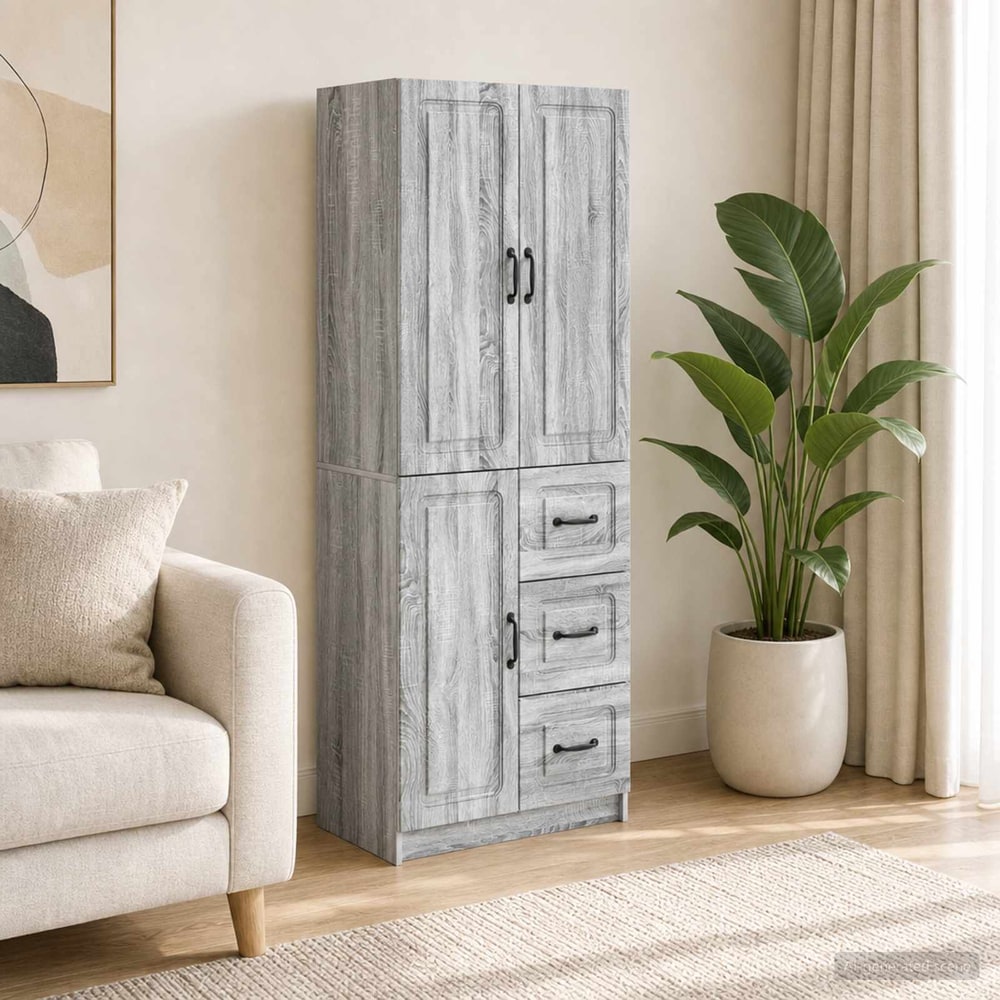 Cabinet Set 2 pcs Engineered Wood Grey sonoma