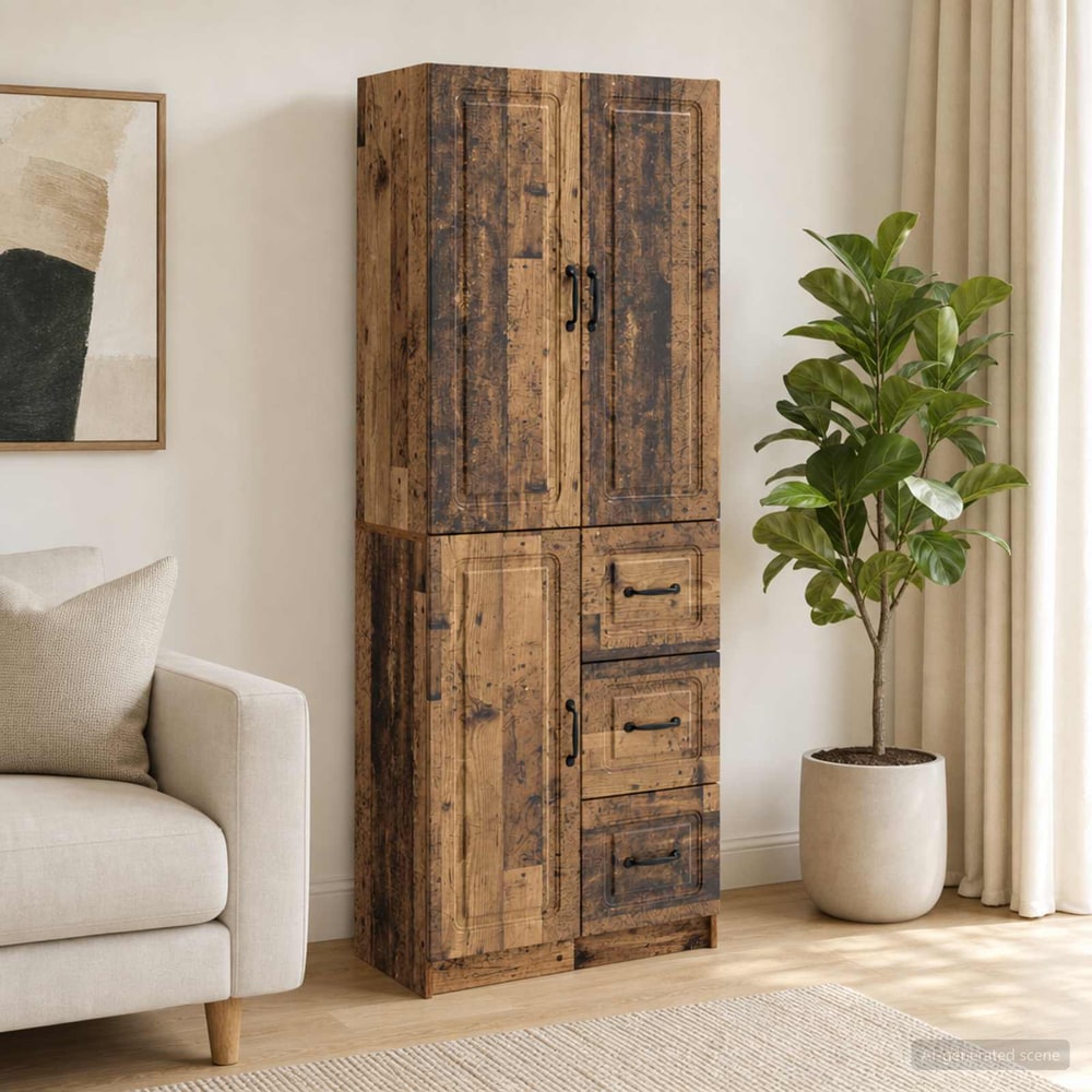 Cabinet Set 2 pcs Engineered Wood Old wood