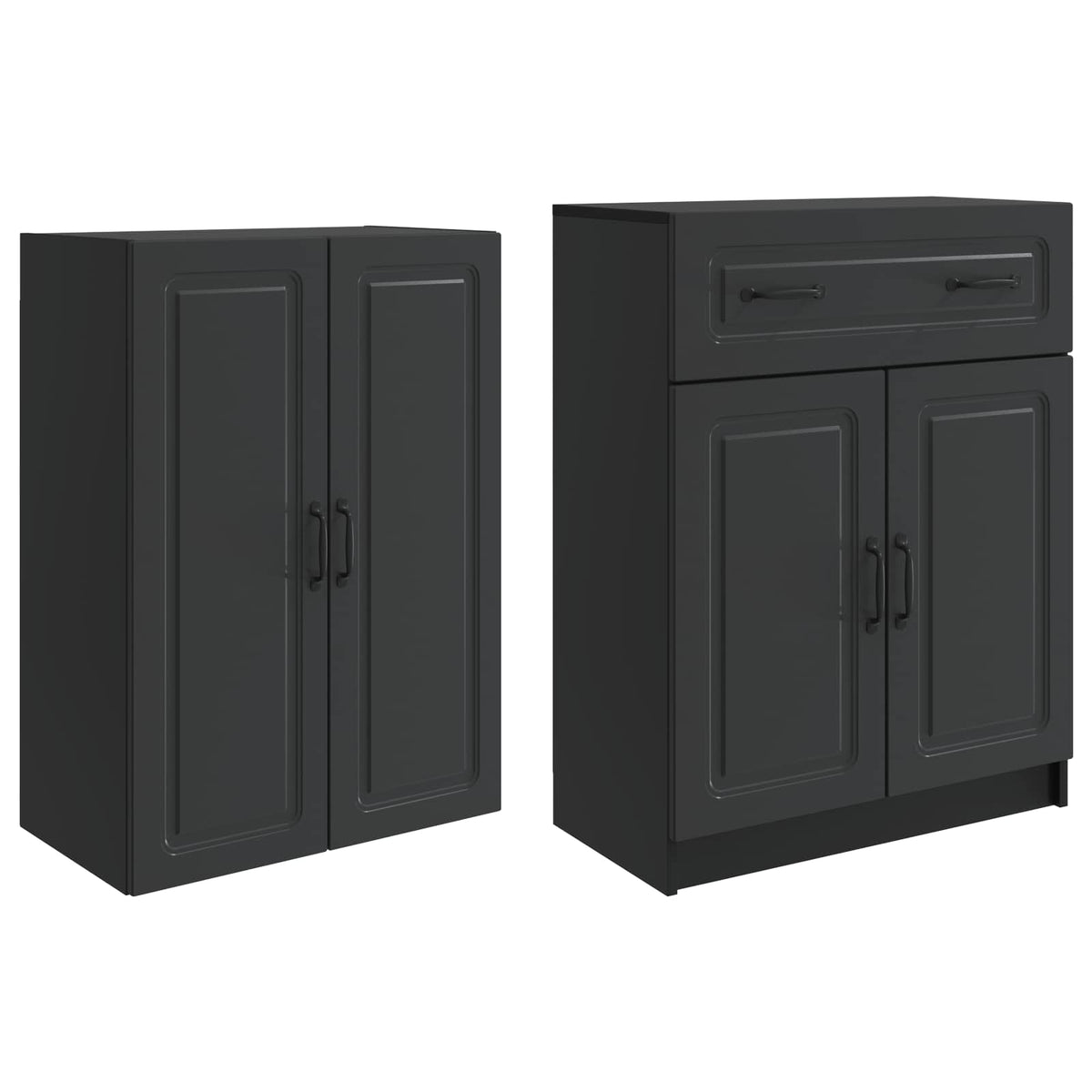 Cabinet Set 2 pcs Engineered Wood Black