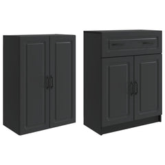 Cabinet Set 2 pcs Engineered Wood Black