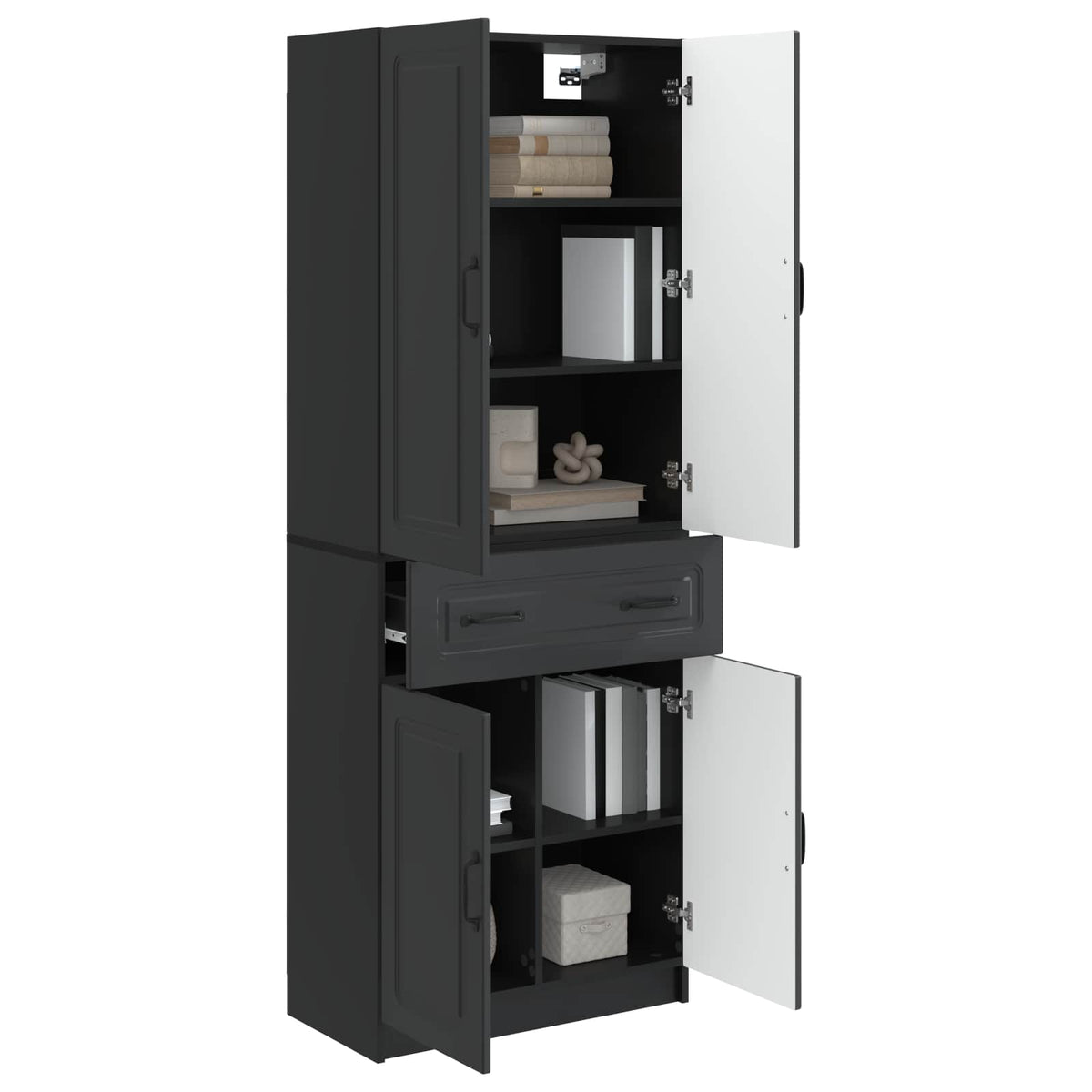 Cabinet Set 2 pcs Engineered Wood Black