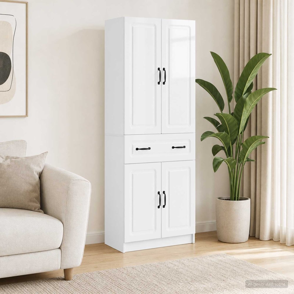 Cabinet Set 2 pcs Engineered Wood High gloss white