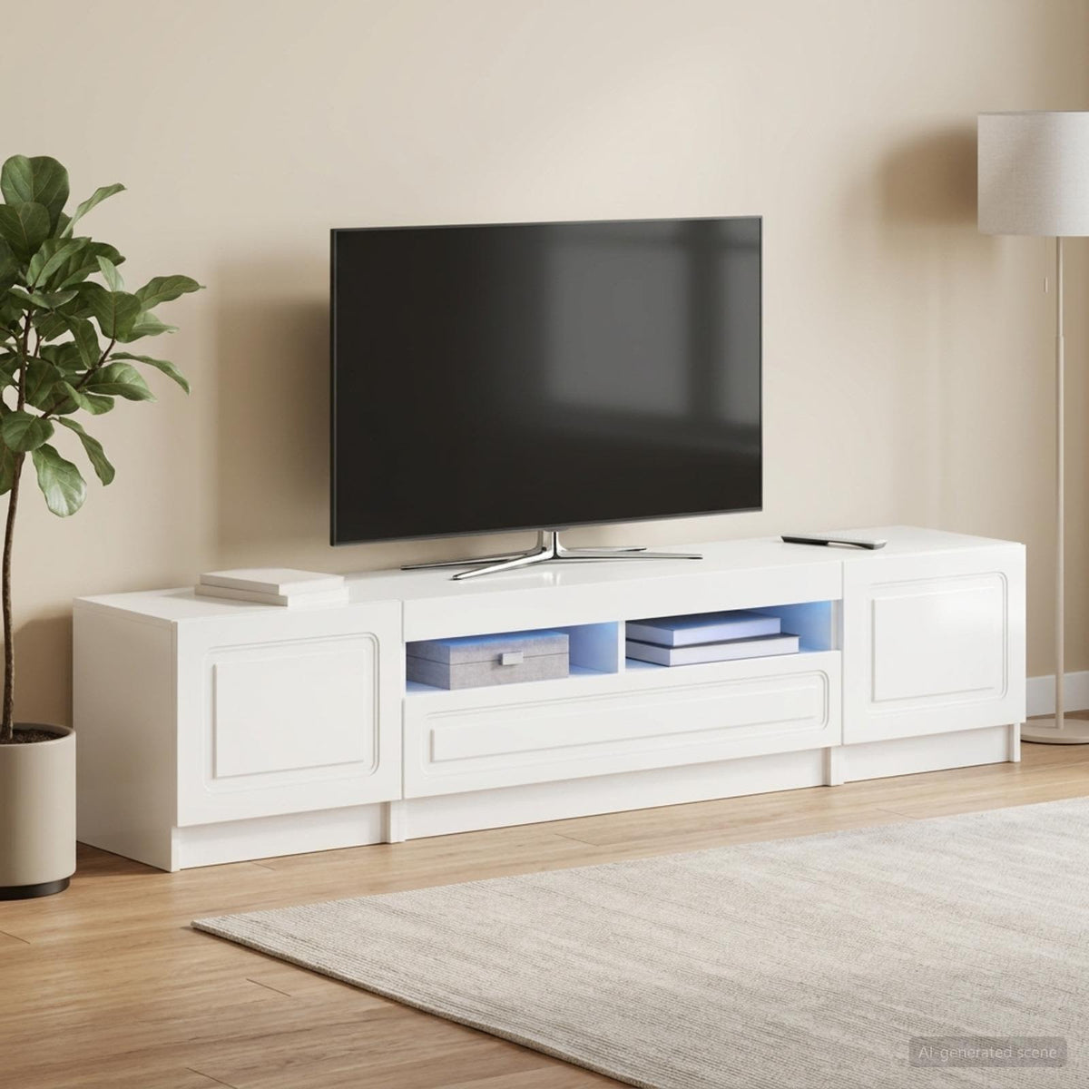LED TV Cabinet UTRECHT 3 pcs Engineered Wood High gloss white 100 cm