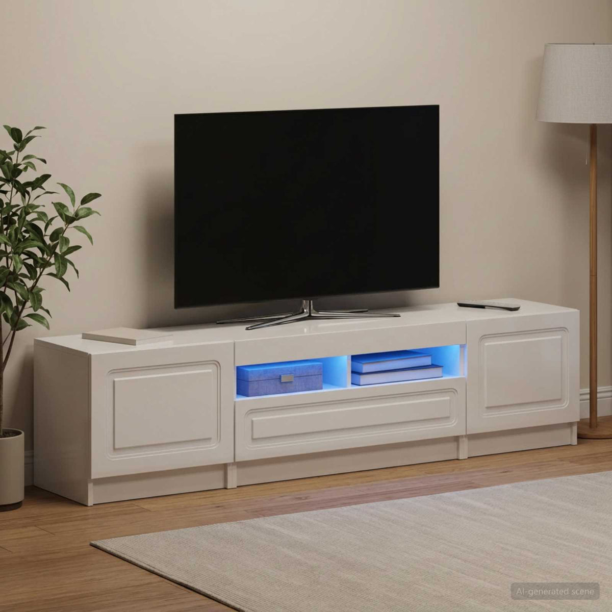 LED TV Cabinet UTRECHT 3 pcs Engineered Wood High gloss white 81 cm