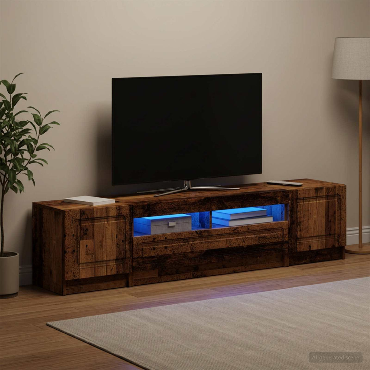 LED TV Cabinet UTRECHT 3 pcs Engineered Wood Old wood 100 cm