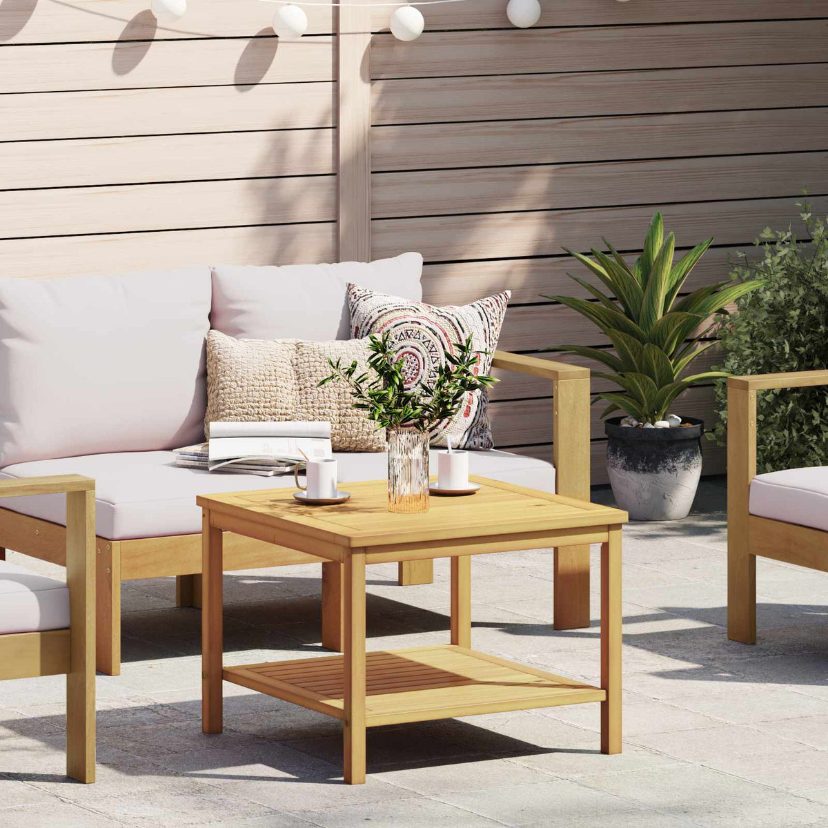 vidaXL Side Table Oil Natural Solid Acacia Wood