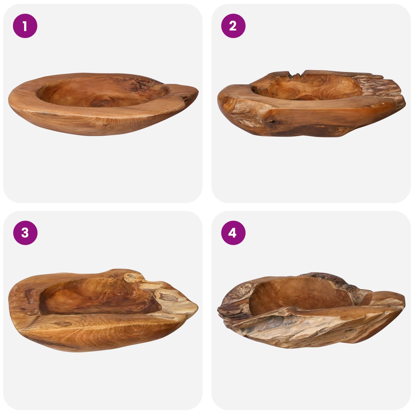 vidaXL Fruit Bowl JEPARA Ø 50 cm Solid Teak Wood Round Teak Brown 6