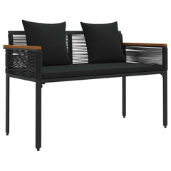 vidaXL Outdoor Bench 2 -Seater 117 x 54 x 74.5 cm Poly Rattan Black 2