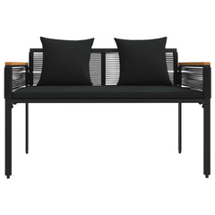 vidaXL Outdoor Bench 2 -Seater 117 x 54 x 74.5 cm Poly Rattan Black 5