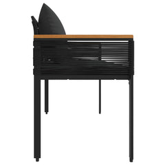 vidaXL Outdoor Bench 2 -Seater 117 x 54 x 74.5 cm Poly Rattan Black 6