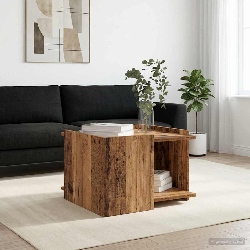 vidaXL Coffee Table Old Wood 50.5 x 50 x 33 cm Engineered Wood 4