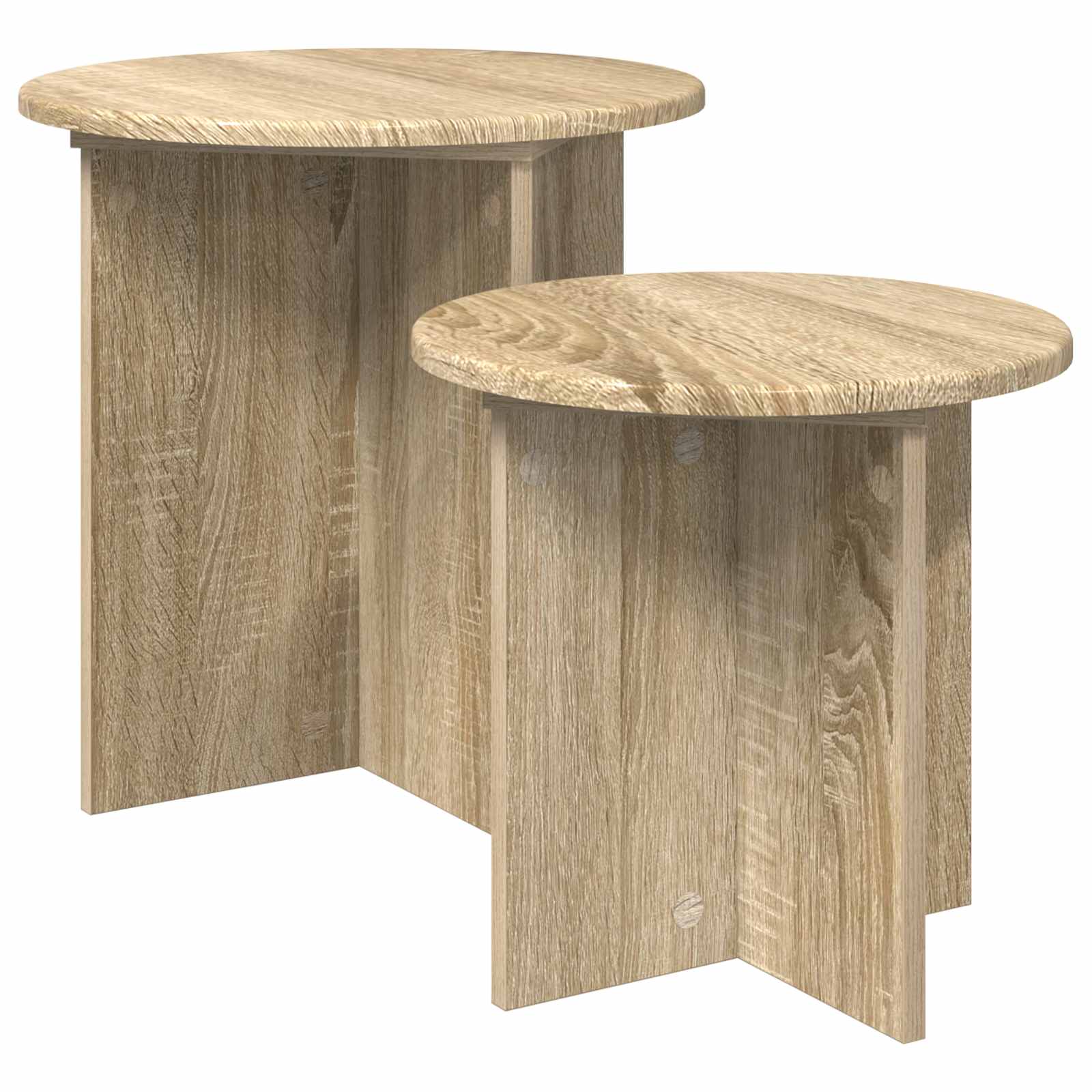 vidaXL Side Table Set 2 pcs Sonoma Oak Ø 45 x 45 cm Engineered Wood 2