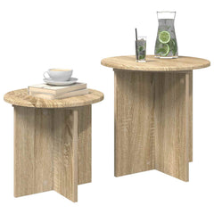 vidaXL Side Table Set 2 pcs Sonoma Oak Ø 45 x 45 cm Engineered Wood 3