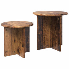 vidaXL Side Table Set 2 pcs Old Wood Ø 45 x 45 cm Engineered Wood 5