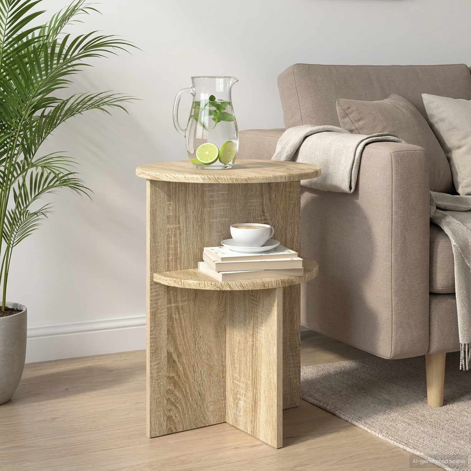 vidaXL Side Table Sonoma Oak Ø 39.5 x 55 cm Engineered Wood 1