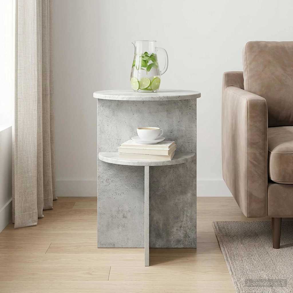 vidaXL Side Table Concrete Grey Ø 39.5 x 55 cm Engineered Wood 1