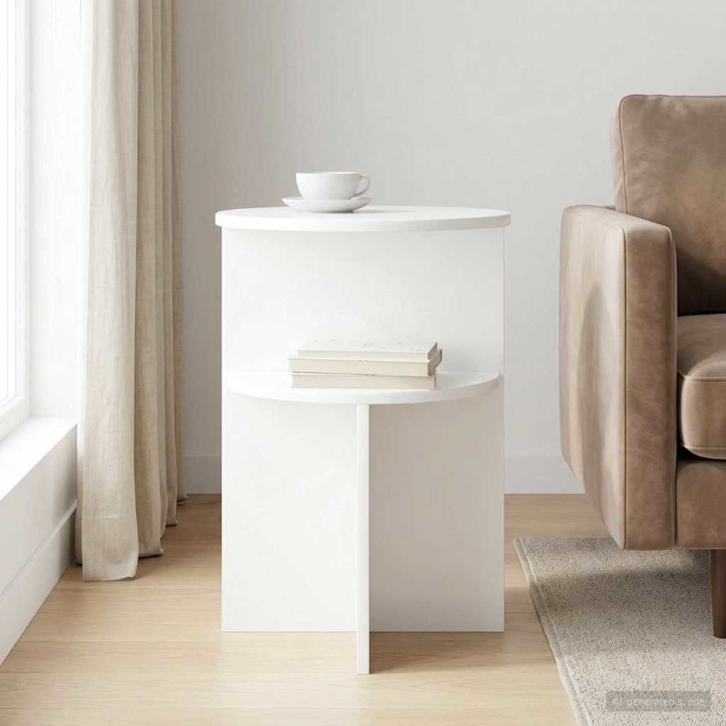 vidaXL Side Table High Gloss White Ø 39.5 x 55 cm Engineered Wood 1