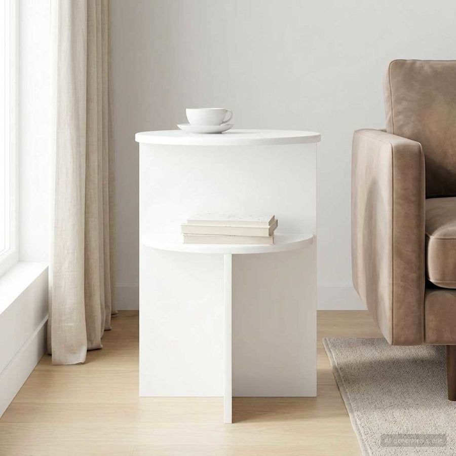 Side Table High Gloss White Engineered Wood