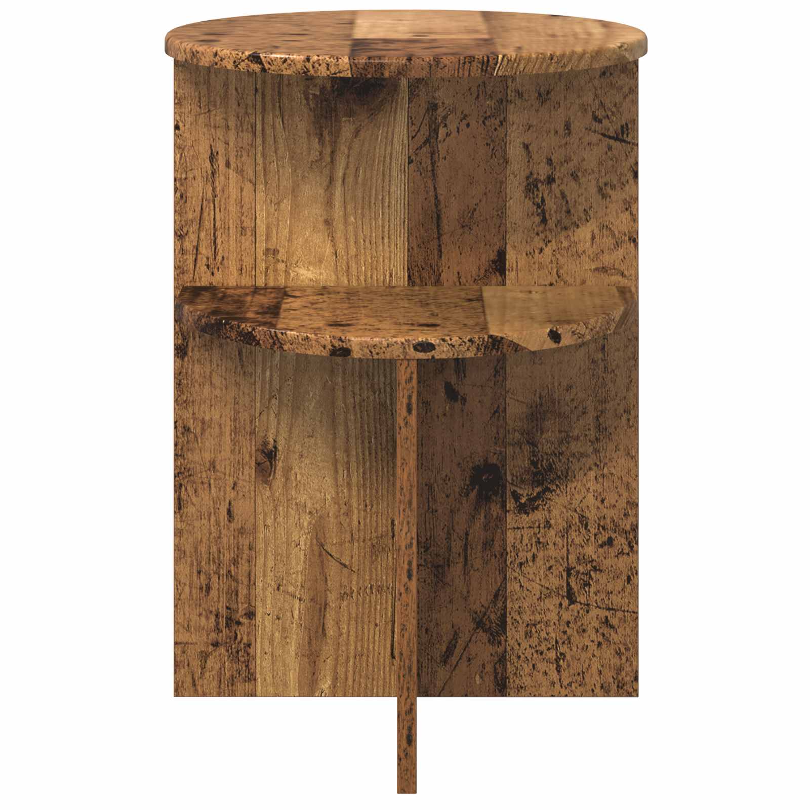 vidaXL Side Table with Storage Old Wood Ø 39.5 x 55 cm Engineered Wood 5