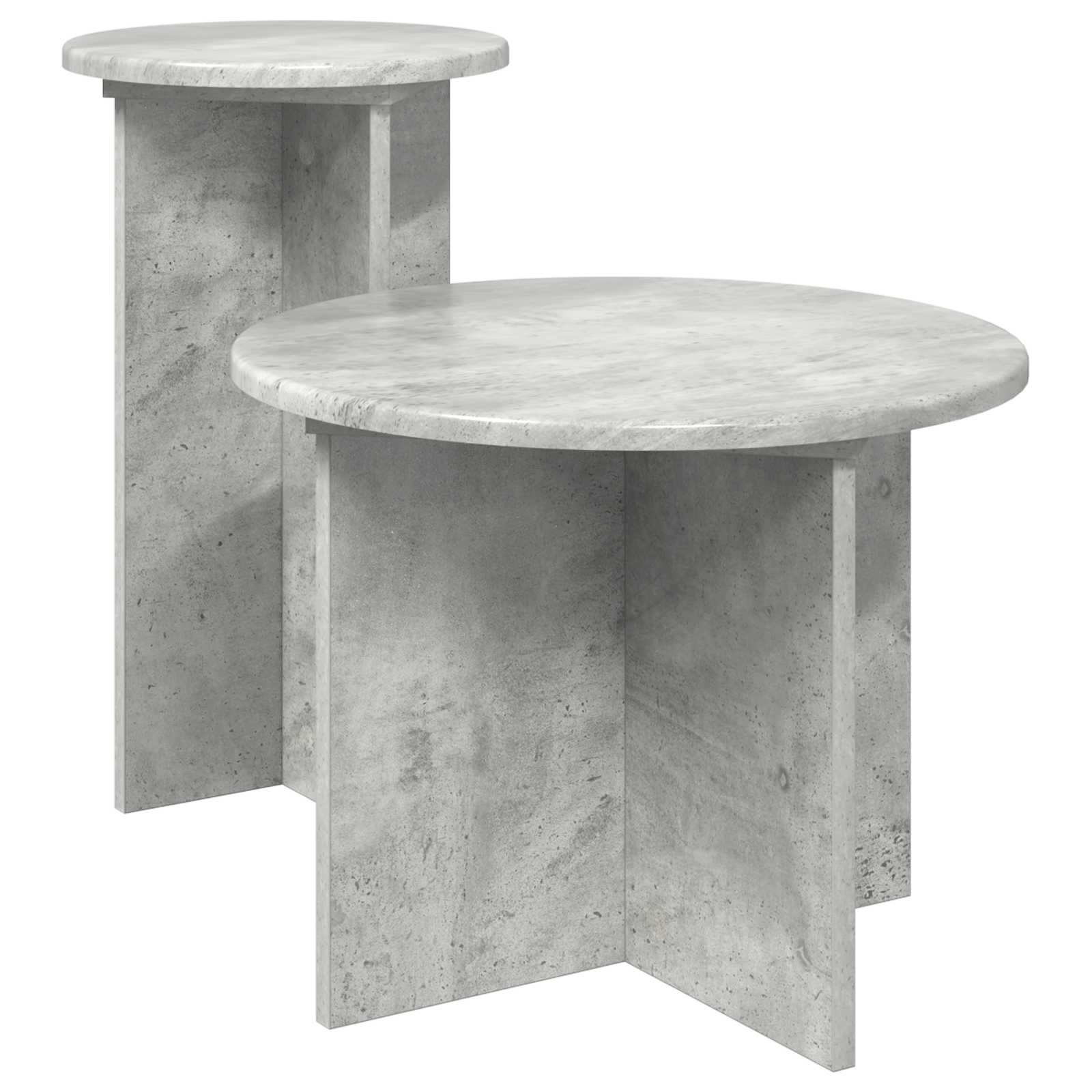 vidaXL Side Table Set 2 pcs Concrete Grey Ø 45 x 35 cm Engineered Wood 2