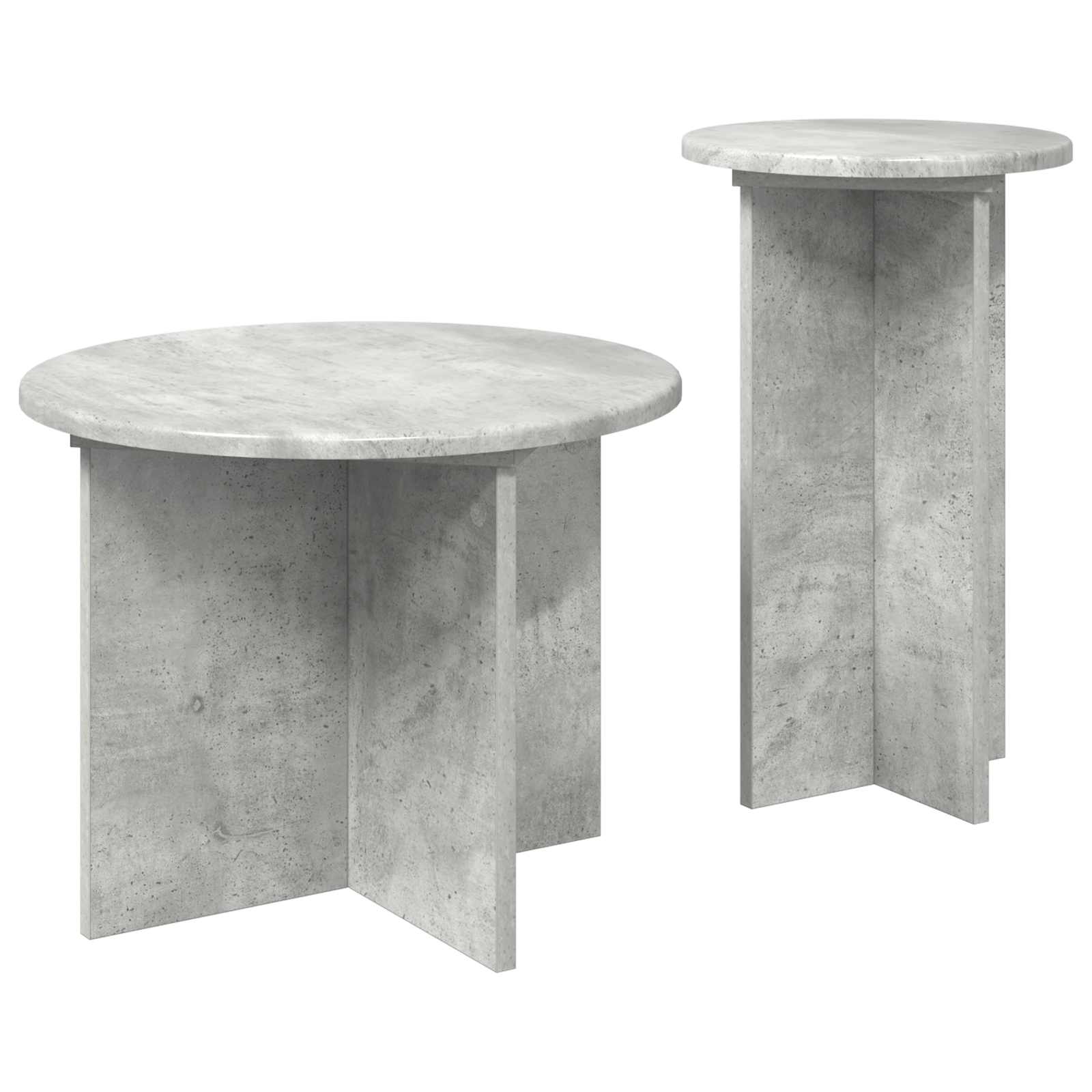 vidaXL Side Table Set 2 pcs Concrete Grey Ø 45 x 35 cm Engineered Wood 5