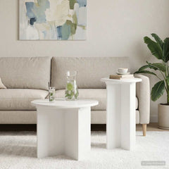 vidaXL Side Table Set 2 pcs Ø 45 x 35 cm Engineered Wood